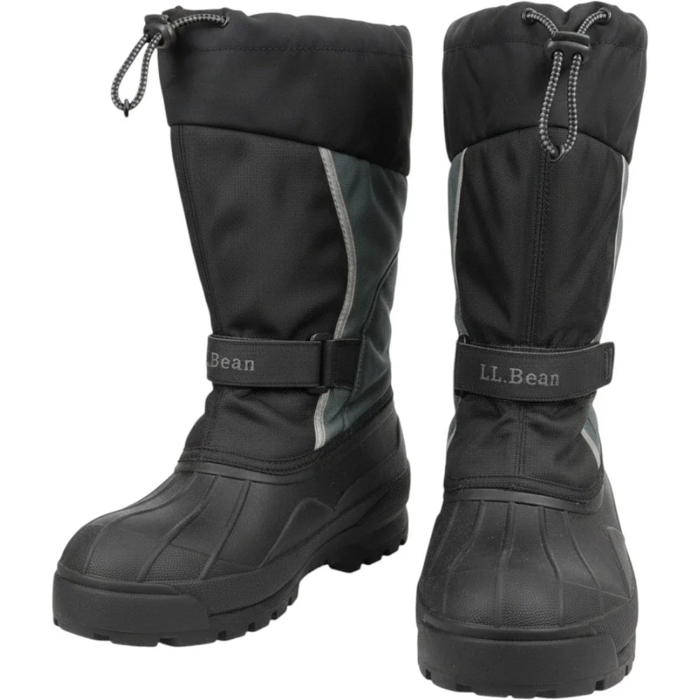 LL Bean Snow Boots Kids Size 5 Black Gray Reflective Insulated